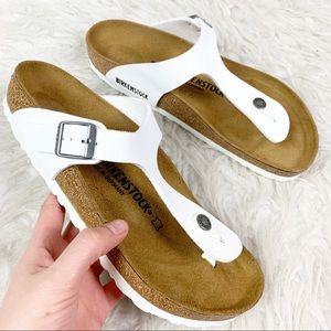 NWOB BIRKENSTOCK White Gizeh Sandal Flip Flop Open Toe Thong Beach Birko Flor 39